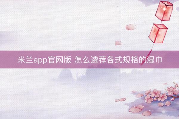 米兰app官网版 怎么遴荐各式规格的湿巾
